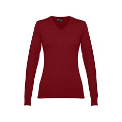   MILAN WOMEN. Women's V-neck jumper, Female, 70% cotton and 30% polyamide: 220 g/m², Burgundy, XL