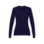 MILAN WOMEN. Women's V-neck jumper, Female, 70% cotton and 30% polyamide: 220 g/m², Navy blue, L