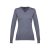 MILAN WOMEN. Women's V-neck jumper, Female, 70% cotton and 30% polyamide: 220 g/m², Heather grey, L