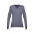 MILAN WOMEN. Women's V-neck jumper, Female, 70% cotton and 30% polyamide: 220 g/m², Heather grey, XL