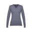 MILAN WOMEN. Women's V-neck jumper, Female, 70% cotton and 30% polyamide: 220 g/m², Heather grey, XXL