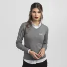 MILAN WOMEN. Women's V-neck jumper, Female, 70% cotton and 30% polyamide: 220 g/m², Heather grey, XXL