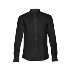  PARIS. Men's poplin shirt, Male, 68% cotton, 28% polyamide and 4% spandex: 115 g/m², Black, XL
