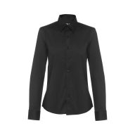   PARIS WOMEN. Women's poplin shirt, Female, 68% cotton, 28% polyamide and 4% spandex: 115 g/m², Black, L