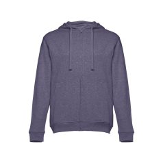   AMSTERDAM. Men's hooded full zipped sweatshirt, Male, 50% cotton and 50% polyester: 320 g/m², Heather blue, L