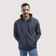   AMSTERDAM. Men's hooded full zipped sweatshirt, Male, 50% cotton and 50% polyester: 320 g/m², Heather blue, M