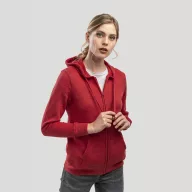   AMSTERDAM WOMEN. Women's hooded full zipped sweatshirt, Female, 50% cotton and 50% polyester: 320 g/m², Heather red, L