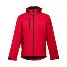   ZAGREB. Men's softshell with removable hood, Male, 96% polyester and 4% spandex (2 layers): 280 g/m², Red, S