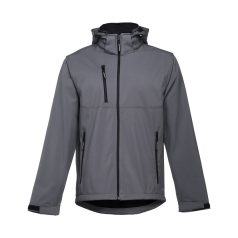   ZAGREB. Men's softshell with removable hood, Male, 96% polyester and 4% spandex (2 layers): 280 g/m², Grey, M