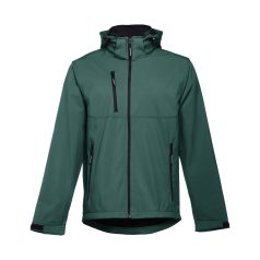   ZAGREB. Men's softshell with removable hood, Male, 96% polyester and 4% spandex (2 layers): 280 g/m², Dark green, XL