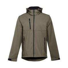  ZAGREB. Men's softshell with removable hood, Male, 96% polyester and 4% spandex (2 layers): 280 g/m², Army green, S
