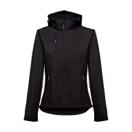   ZAGREB WOMEN. Women's softshell with removable hood, Female, 96% polyester and 4% spandex (2 layers): 280 g/m², Black, L