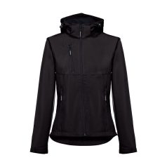   ZAGREB WOMEN. Women's softshell with removable hood, Female, 96% polyester and 4% spandex (2 layers): 280 g/m², Black, L