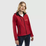   ZAGREB WOMEN. Women's softshell with removable hood, Female, 96% polyester and 4% spandex (2 layers): 280 g/m², Red, L