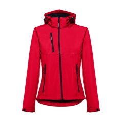   ZAGREB WOMEN. Women's softshell with removable hood, Female, 96% polyester and 4% spandex (2 layers): 280 g/m², Red, S