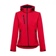   ZAGREB WOMEN. Women's softshell with removable hood, Female, 96% polyester and 4% spandex (2 layers): 280 g/m², Red, XL