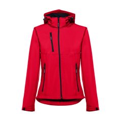   ZAGREB WOMEN. Women's softshell with removable hood, Female, 96% polyester and 4% spandex (2 layers): 280 g/m², Red, XXL