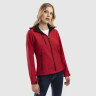   ZAGREB WOMEN. Women's softshell with removable hood, Female, 96% polyester and 4% spandex (2 layers): 280 g/m², Red, XXL