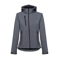   ZAGREB WOMEN. Women's softshell with removable hood, Female, 96% polyester and 4% spandex (2 layers): 280 g/m², Grey, M