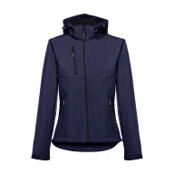   ZAGREB WOMEN. Women's softshell with removable hood, Female, 96% polyester and 4% spandex (2 layers): 280 g/m², Navy blue, L