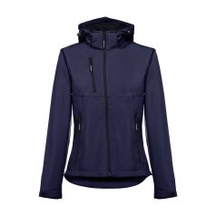   ZAGREB WOMEN. Women's softshell with removable hood, Female, 96% polyester and 4% spandex (2 layers): 280 g/m², Navy blue, XXL