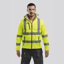 ZAGREB WORK. High-visibility softshell jacket for men, with removable hood, Male, 100% polyester (3 layers): 320 g/m², Hexachrome yellow, S