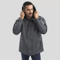   LIUBLIANA. Unisex heavy-weight coat, Unisex, Exterior: 100% polyester pongee 240 and waterproof PVC coating. Inside: 100% taffeta polyester. Filling: polyester 80 g/m², Grey, L
