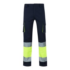   Pantaloni elastici cu buzunare multiple, in doua tonuri, Unisex, 2502E13967, Velilla, Bumbac, Poliester, Albastru, 5XL