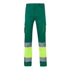   Pantaloni elastici cu buzunare multiple, in doua tonuri, Unisex, 2502E13971, Velilla, Bumbac, Poliester, Verde, 4XL