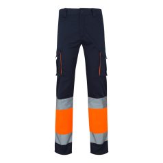   Pantaloni elastici cu buzunare multiple, in doua tonuri, Unisex, 2502E13968, Velilla, Bumbac, Poliester, Albastru, 5XL