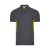 Tricou polo pique bicolor cu maneca scurta, Unisex, 2502E13401, Velilla, Bumbac, Poliester, Gri, 2XL