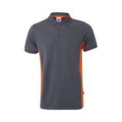   Tricou polo pique bicolor cu maneca scurta, Unisex, 2502E13412, Velilla, Bumbac, Poliester, Gri, L