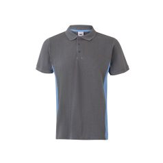   Tricou polo pique bicolor cu maneca scurta, Unisex, 2502E13423, Velilla, Bumbac, Poliester, Gri, S
