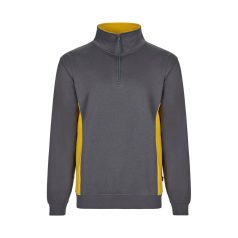   Bluza bicolora din terry, Unisex, 2502E13506, Velilla, Poliester, Bumbac, Gri, 2XL