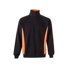   Bluza bicolora din terry, Unisex, 2502E13552, Velilla, Poliester, Bumbac, Negru, L