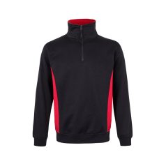   Bluza bicolora din terry, Unisex, 2502E13544, Velilla, Poliester, Bumbac, Negru, 2XL