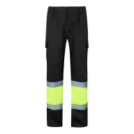   Pantaloni din twill in doua tonuri, Unisex, 2502E11066, Velilla, Poliester, Bumbac, Negru, L