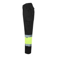   Pantaloni din twill in doua tonuri, Unisex, 2502E11066, Velilla, Poliester, Bumbac, Negru, L