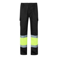   Pantaloni din twill in doua tonuri, Unisex, 2502E11069, Velilla, Poliester, Bumbac, Negru, XL