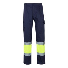   Pantaloni din twill in doua tonuri, Unisex, 2502E11042, Velilla, Poliester, Bumbac, Albastru, S