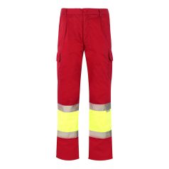   Pantaloni din twill in doua tonuri, Unisex, 2502E11073, Velilla, Poliester, Bumbac, Rosu, M