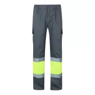   Pantaloni din twill in doua tonuri, Unisex, 2502E11056, Velilla, Poliester, Bumbac, Gri, L