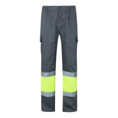   Pantaloni din twill in doua tonuri, Unisex, 2502E11060, Velilla, Poliester, Bumbac, Gri, S