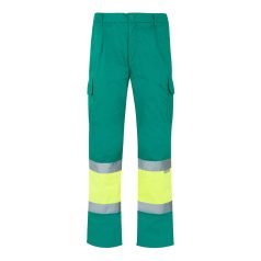   Pantaloni din twill in doua tonuri, Unisex, 2502E11083, Velilla, Poliester, Bumbac, Verde, 3XL