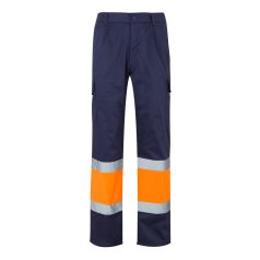   Pantaloni din twill in doua tonuri, Unisex, 2502E11043, Velilla, Poliester, Bumbac, Albastru, S