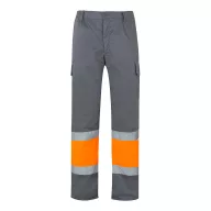  Pantaloni din twill in doua tonuri, Unisex, 2502E11057, Velilla, Poliester, Bumbac, Gri, L