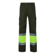   Pantaloni din twill bicolor cu buzunare multiple, Unisex, 2502E13173, Velilla, Poliester, Bumbac, Verde armata, 2XL