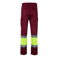   Pantaloni din twill bicolor cu buzunare multiple, Unisex, 2502E13146, Velilla, Poliester, Bumbac, Burgundy, M