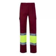   Pantaloni din twill bicolor cu buzunare multiple, Unisex, 2502E13147, Velilla, Poliester, Bumbac, Burgundy, S