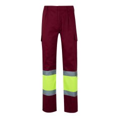   Pantaloni din twill bicolor cu buzunare multiple, Unisex, 2502E13147, Velilla, Poliester, Bumbac, Burgundy, S